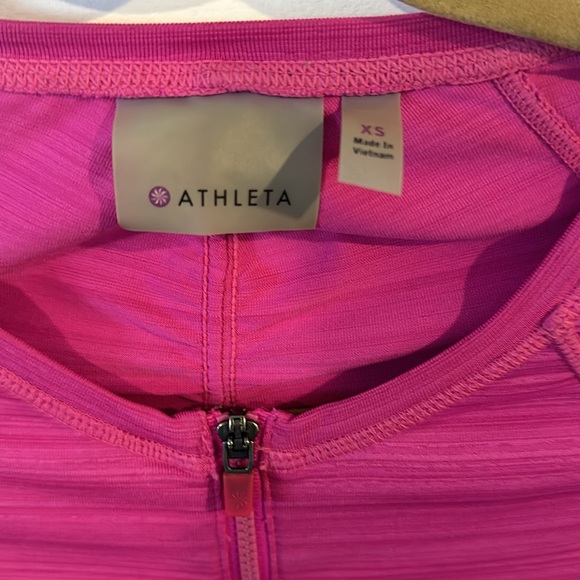 ATHLETA ATHLETIC HALF ZIP PULLOVER, size XS..color is fuschia. - Picture 2 of 4